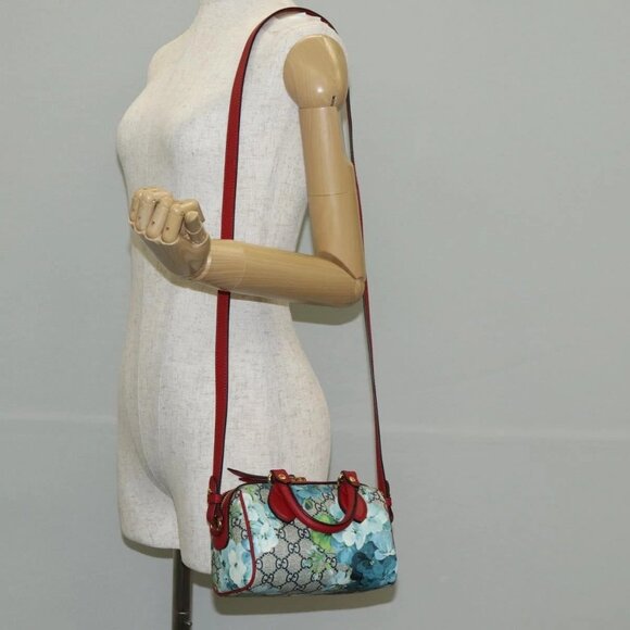 GUCCI GG Blooms Hand Bag PVC 2way Red Navy 546312 Auth 135290M - Picture 1 of 16